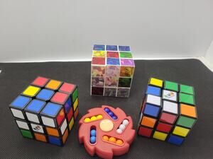 Lot of 4 Puzzle Fidget Cubes Rubik’s Style Twist Brain Teaser Toys Bundle